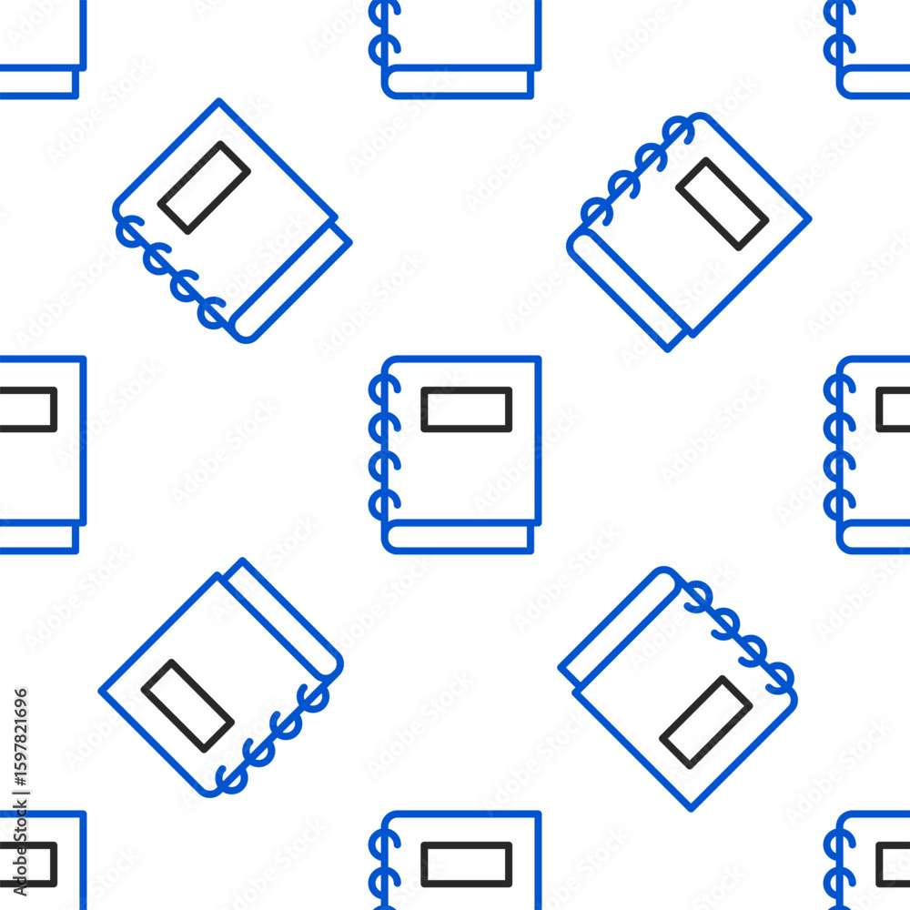 Poster line notebook icon isolated seamless pattern on white background. spiral notepad icon. school notebo