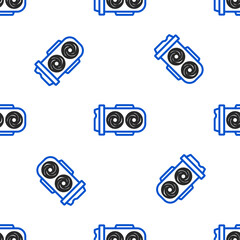 Line Mining farm icon isolated seamless pattern on white background. Cryptocurrency mining, blockchain technology, digital money market, cryptocoin wallet. Colorful outline concept. Vector