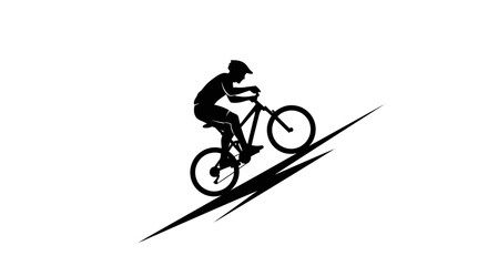 Obraz premium Cyclist Coasting Down Mountain Path - Vector Extreme Sport Icon