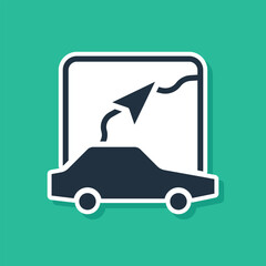 Blue Infographic of city map navigation icon isolated on green background. Mobile App Interface concept design. Geolacation concept. Vector