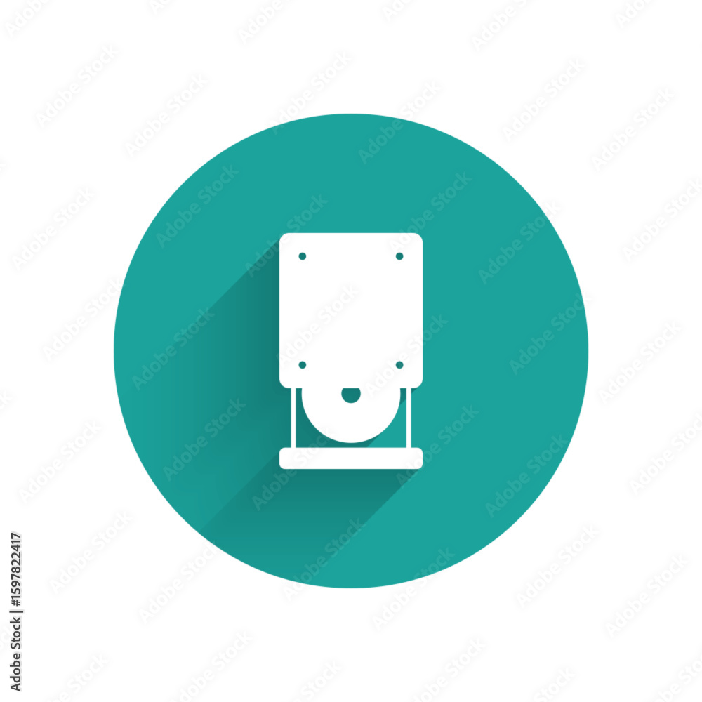 Poster white optical disc drive icon isolated with long shadow background. cd dvd laptop tray drive for rea