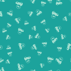 Green Eco car concept drive with leaf icon isolated seamless pattern on green background. Green energy car symbol. Vector