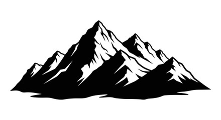High Alpine Range with Snow-Capped Peaks - Vector Mountain Landscape Icon