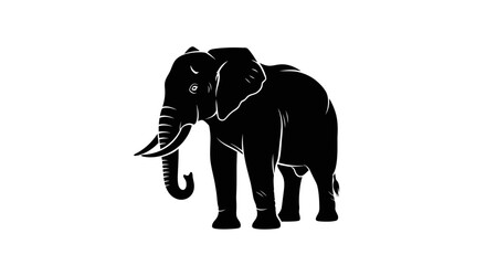 Fototapeta premium Majestic Elephant Silhouette with Trunk Down