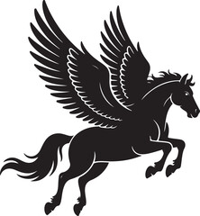 Vector illustration of Pegasus silhouettes in various poses