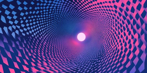 Abstract tunnel with vibrant, geometric pattern