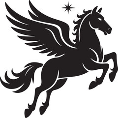 Vector illustration of Pegasus silhouettes in various poses