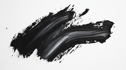 Abstract black paint stroke on white background. (1)