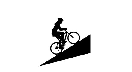 Fototapeta premium Biker Climbing Steep Trail Silhouette