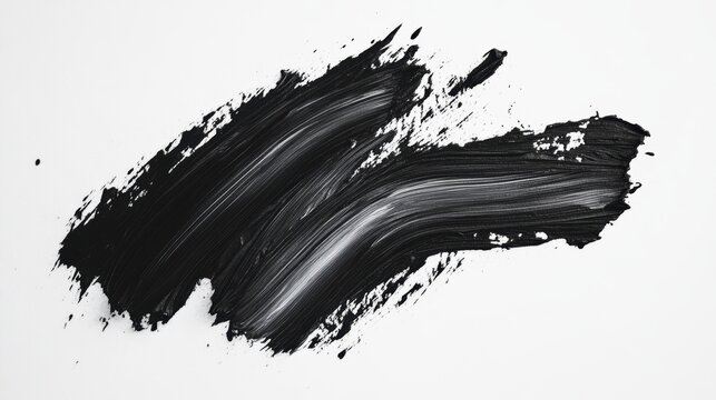 Fototapeta Abstract black paint stroke on white background. (1)