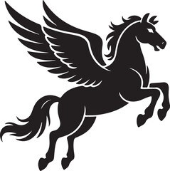 Vector illustration of Pegasus silhouettes in various poses