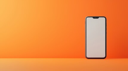 Modern Smartphone Display on Vibrant Orange Background for Marketing