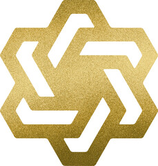 Large gold geometric symbol with a transparent background