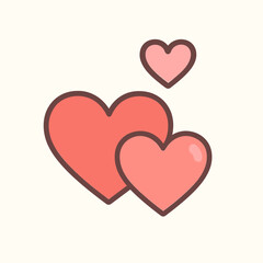 Stacked Hearts in Flat Color