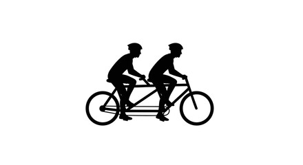 Tandem Bicycle with Two Riders in Unison