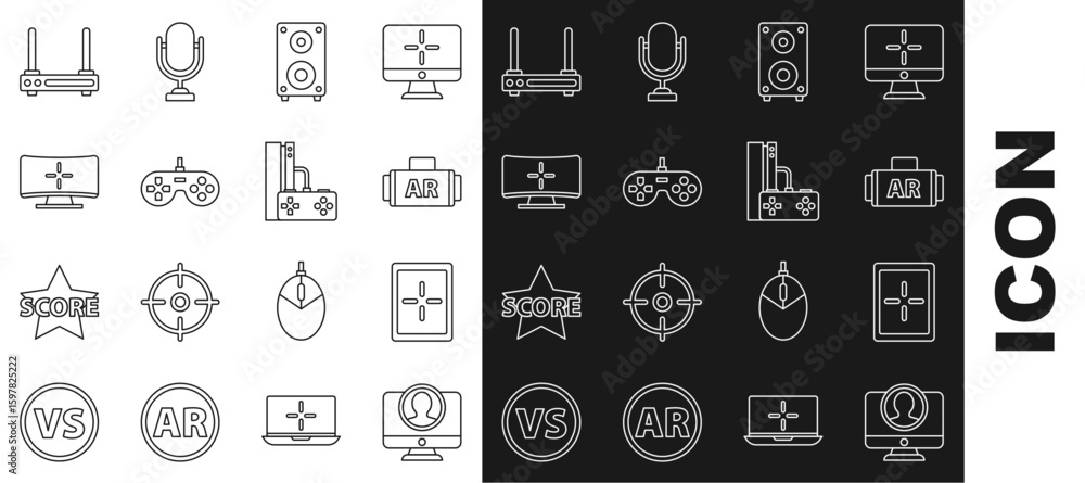Aufkleber set line create account screen, tablet, ar, augmented reality, stereo speaker, gamepad, computer mon