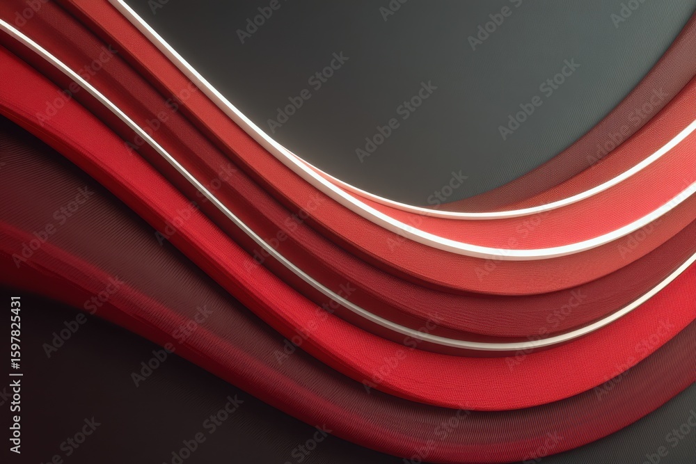 Poster Abstract red and black curving lines creating a modern dynamic design