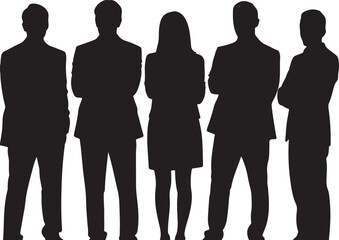 Vector characters - silhouettes. Unrecognizable portraits of women and men. Group of people