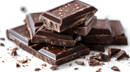 A pile of chocolate bars with some of them broken