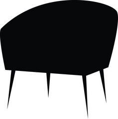 Modern Barrel Chair with Soft Curves and Angled Legs for a Cozy Look, Silhouette vector Illustration