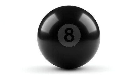 Mysterious Black 8 Ball on White Background Symbolizing Fate and Uncertainty