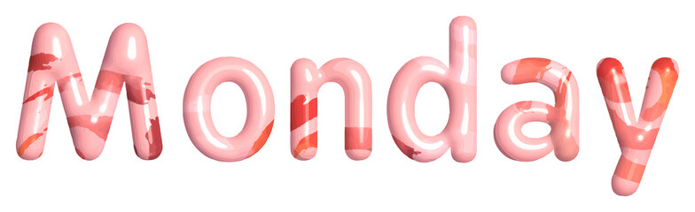 Monday 3D Text in Cute Colorful Font