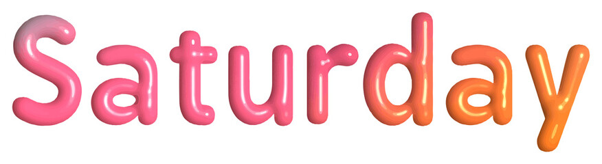 Saturday 3D Text in Cute Colorful Font