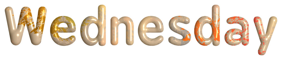 Wednesday 3D Text in Cute Colorful Font