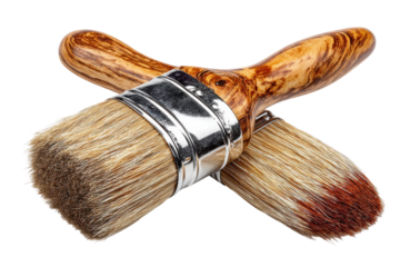 Artistic paint brushes with wooden handle texture for canvas painting or home renovation tools craft