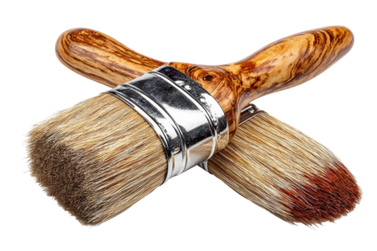 Artistic paint brushes with wooden handle texture for canvas painting or home renovation tools craft