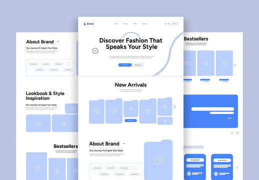 Fashion E-commerce Wireframe Landing Page UIUX Design Kit Template