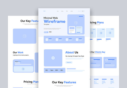 Minimal Website Wireframe Landing Page UI Template
