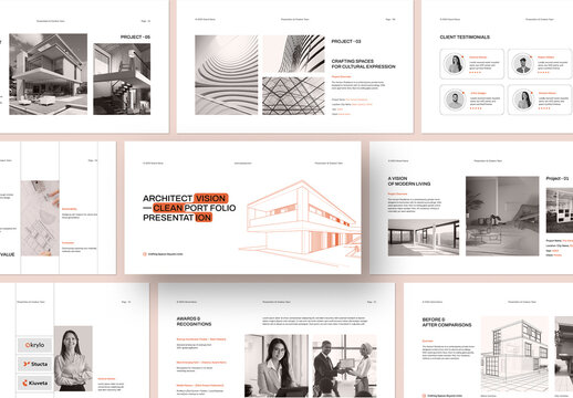 Modern and Clean Architecture Portfolio Presentation Design Template