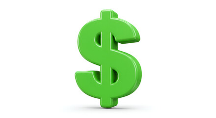 Obraz premium Vibrant green dollar symbol against clean backdrop signifying financial prosperity