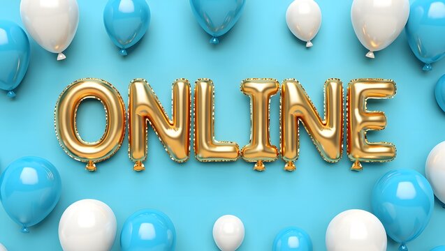 Online event promotion with balloon decorations for digital marketing campaign use