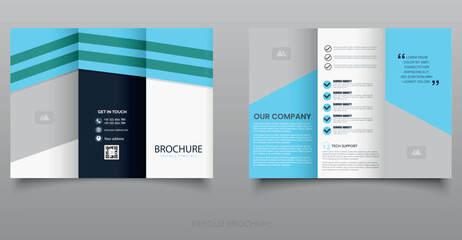 Corporate Trifold Brochure Template with Blue Accents.