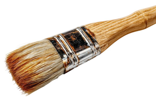 Artistic brushstroke tool creation art painting paint wooden handle painter design creative closeup