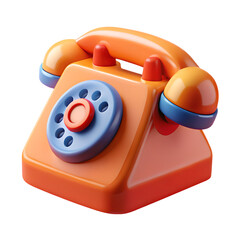An orange and blue rotary telephone isolated on transparent background