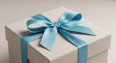 Gift box with a blue ribbon and bow