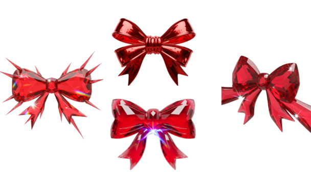 Collection of Red Crystal Bows: Elegant, Luxurious, and Sparkling Designs for Festive Occasions.
