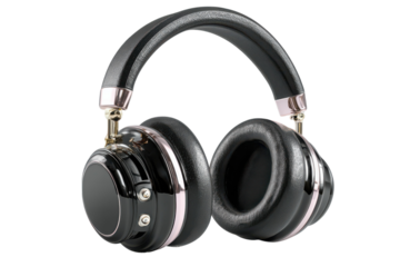 Luxurious Black Leather Headphones Premium Sound Experience High Fidelity Comfortable Audio Style