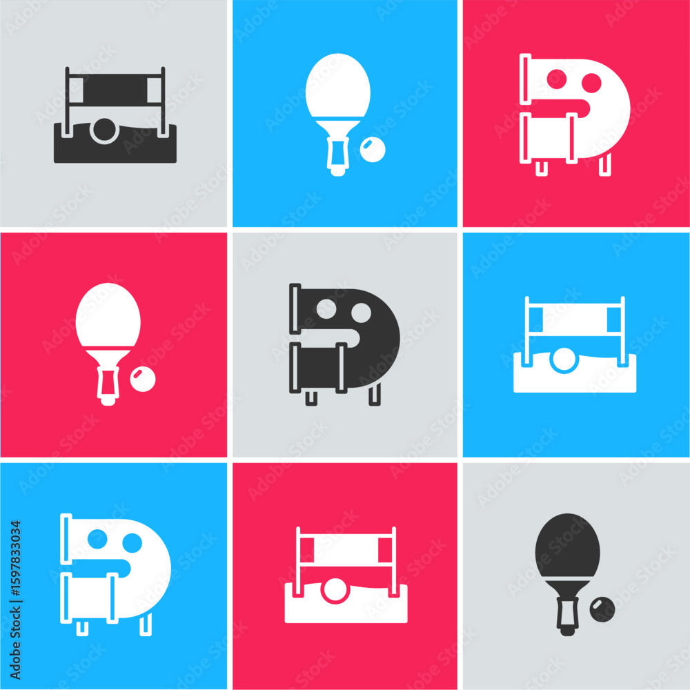 Aufkleber set volleyball net with ball, racket and and kid playground slide pipe icon. vector
