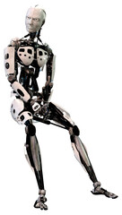 3D Rendering Male Robot on White