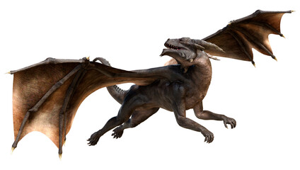 3D Rendering Fairy Tale Dragon on White