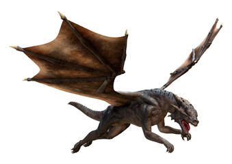 3D Rendering Fairy Tale Dragon on White