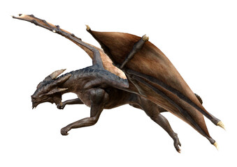 3D Rendering Fairy Tale Dragon on White