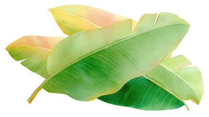 Obraz premium Banana Leaf Pack – Watercolor Flat-Lay Graphics, Transparent Background