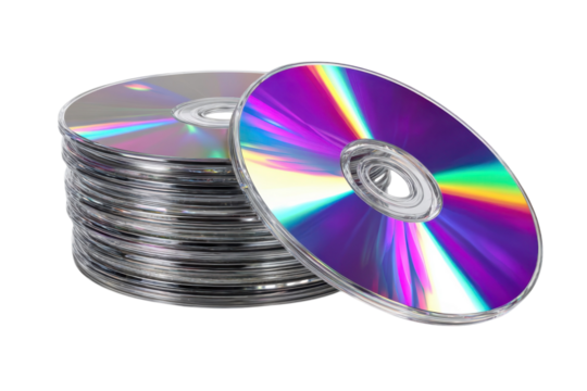 Stack of CDs Data Storage Discs Holographic Refraction Recordable Media Multimedia Archives Rainbow