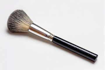 Black and Silver Makeup Brush on White Background