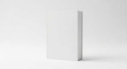 Hardcover book standing upright on a plain white surface – blank cover mockup with copy space